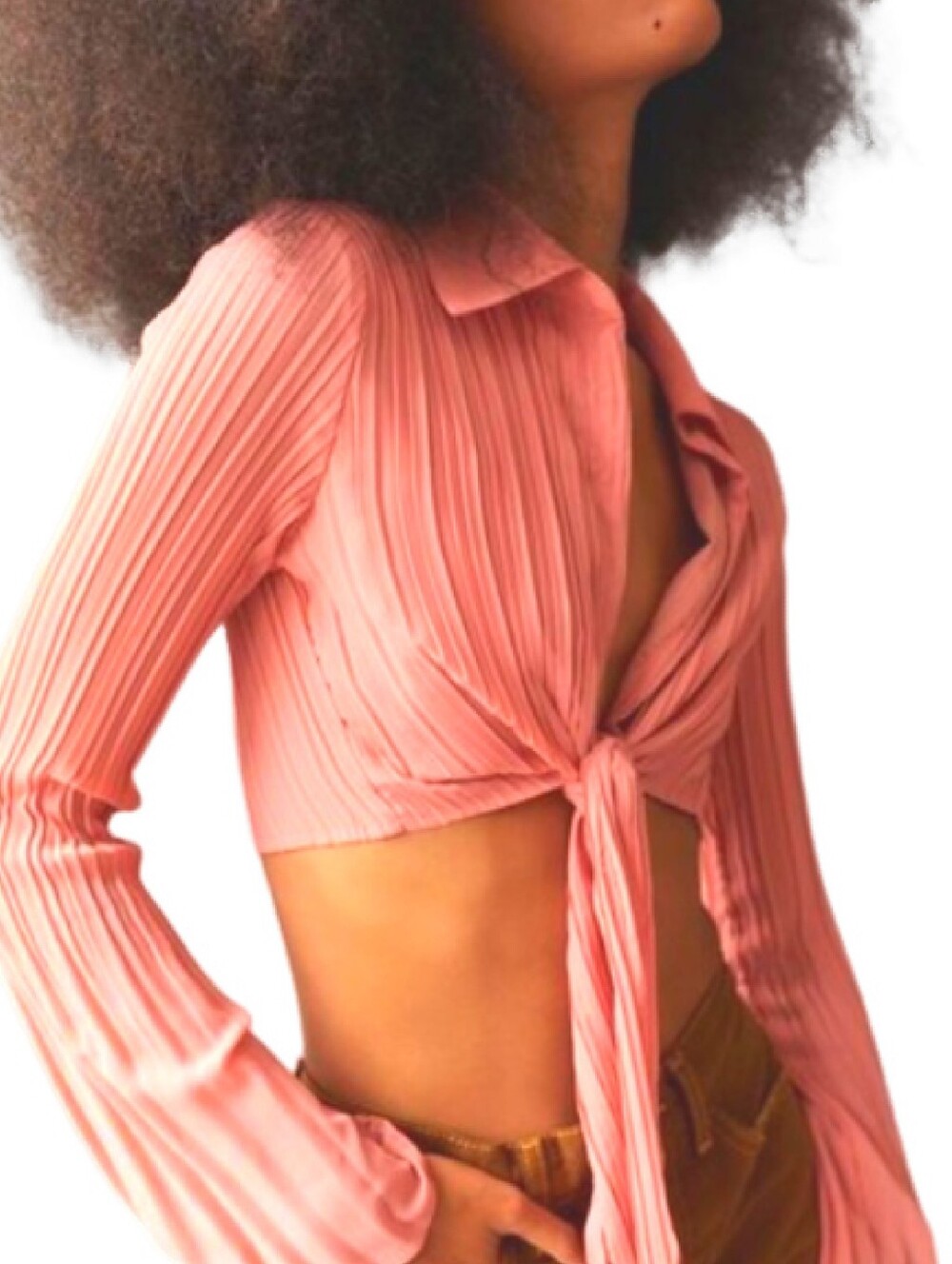 Urban Outfitters Sorbet Sheer Bell Sleeve Tie Front Crop Top Size XS